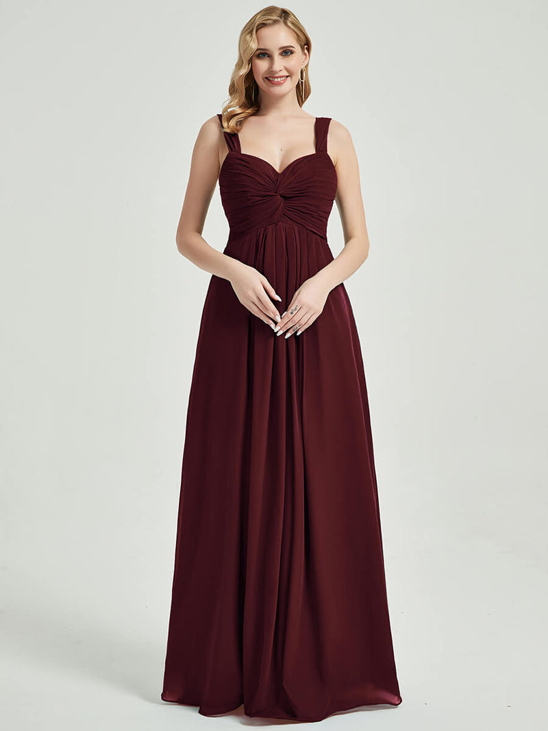 Burgundy Chiffon Fabric Bridesmaid Dress 