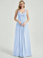 Cornflower Blue Chiffon Fabric Bridesmaid Dress 