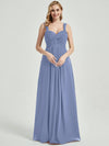Slate Blue Chiffon Fabric Bridesmaid Dress 