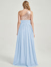 Cornflower Blue Sequined Chiffon Bridesmaid Dress - Sidney