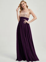 Plum Sequined Chiffon Bridesmaid Dress - Sidney