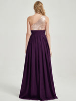 Plum Sequined Chiffon Bridesmaid Dress - Sidney