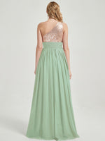 Sage Green Sequined Chiffon Bridesmaid Dress - Sidney