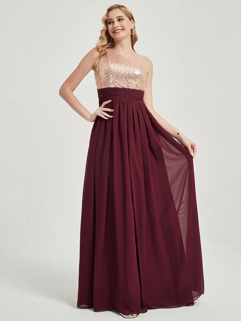 Royal Purple Sequined Chiffon Bridesmaid Dress - Sidney