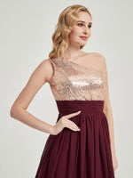 Stormy One-Shoulder Sequin Chiffon Floor Length Bridesmaid Dress