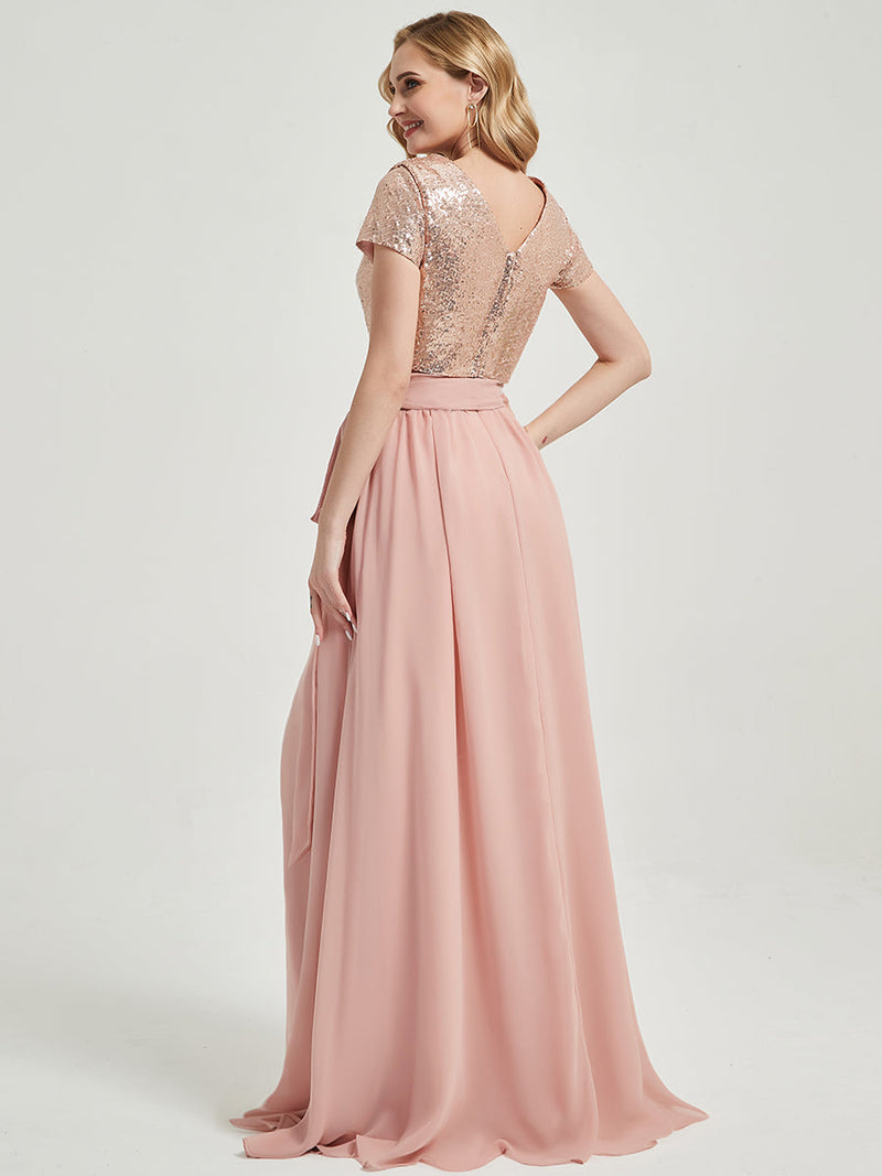 Dusty Pink Chiffon Separates Rustic Bridesmaid Dress