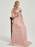 Rose Gold Sequin Top + Dusty Pink Chiffon Separates Rustic Bridesmaid Dress 2 Sets