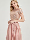 Rose Gold Sequin Top + Dusty Pink Chiffon Separates Rustic Bridesmaid Dress 2 Sets