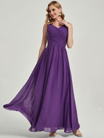 Royal Purple V Bridesmaid Dress for Wedding Party-Flori