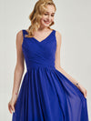 English Rose Wide Straps Sleeveless V-Neck Pleated Bridesmaid Dress