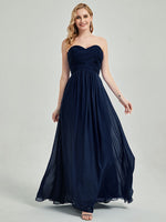 Navy Blue Sweetheart Chiffon Bridesmaid Dress-Leela