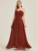 Rusty Red Strapless Empire Bridesmaid Dress-Leela