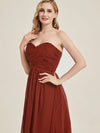 Rusty Red Strapless Empire Bridesmaid Dress-Leela