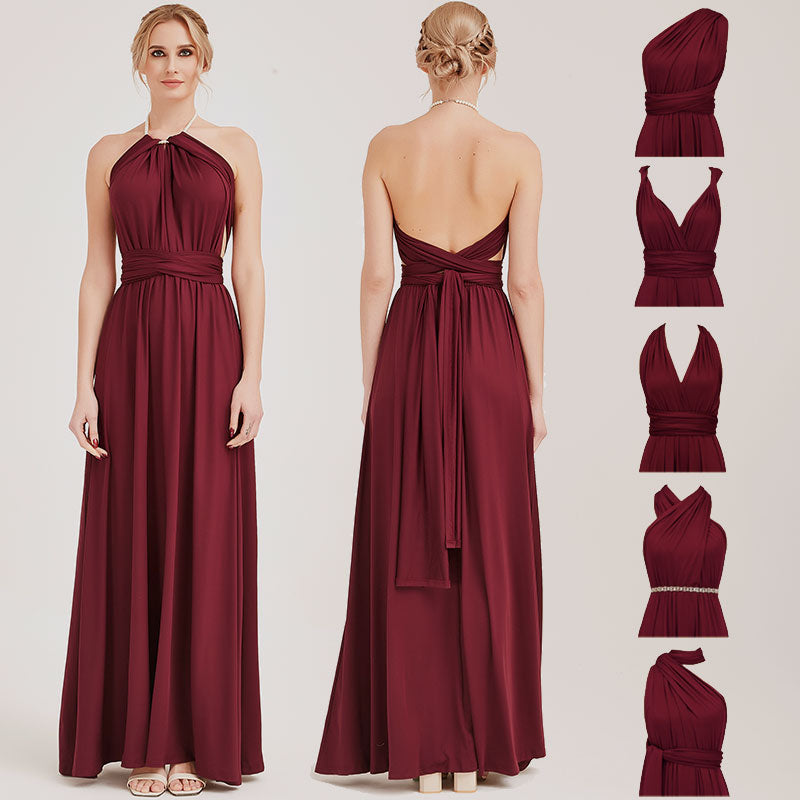 Burgundy Wine Red infinity bridesmaid dresses endless way wrap maxi dress  on sale boho convertible dresses +40 Colors – Worn To Love