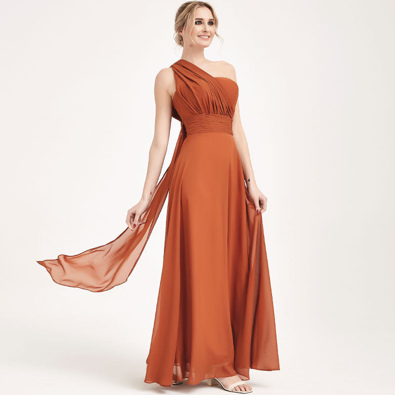 Burnt Orange CONVERTIBLE Chiffon Bridesmaid Dress-CHRIS – Worn To Love