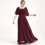 Burgundy Multi Ways Wrap Convertible Bridesmaid Dress Strapless Chiffon A-line Gown For Bridesmaid Party-CHRIS