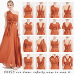 Burnt Orange Multi Ways Wrap Convertible Bridesmaid Dress Strapless Chiffon A-line Gown For Bridesmaid Party-CHRIS