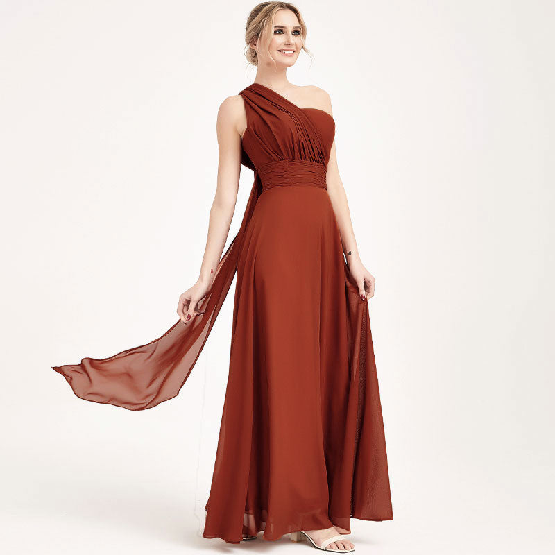 Rusty Red CONVERTIBLE Chiffon Bridesmaid Dress-CHRIS