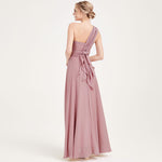 Vintage Mauve Multi Ways Wrap Convertible Bridesmaid Dress Strapless Chiffon A-line Gown For Bridesmaid Party-CHRIS