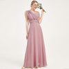 Vintage Mauve Multi Ways Wrap Convertible Bridesmaid Dress Strapless Chiffon A-line Gown For Bridesmaid Party-CHRIS