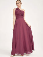 Mulberry Multi Ways Wrap Convertible Bridesmaid Dress Strapless Chiffon A-line Gown For Bridesmaid Party-CHRIS