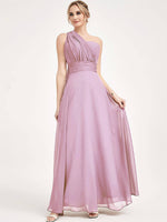 Mauve Multi Ways Wrap Convertible Bridesmaid Dress Strapless Chiffon A-line Gown For Bridesmaid Party-CHRIS