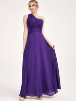 Royal Purple Multi Ways Wrap Convertible Bridesmaid Dress Strapless Chiffon A-line Gown For Bridesmaid Party-CHRIS