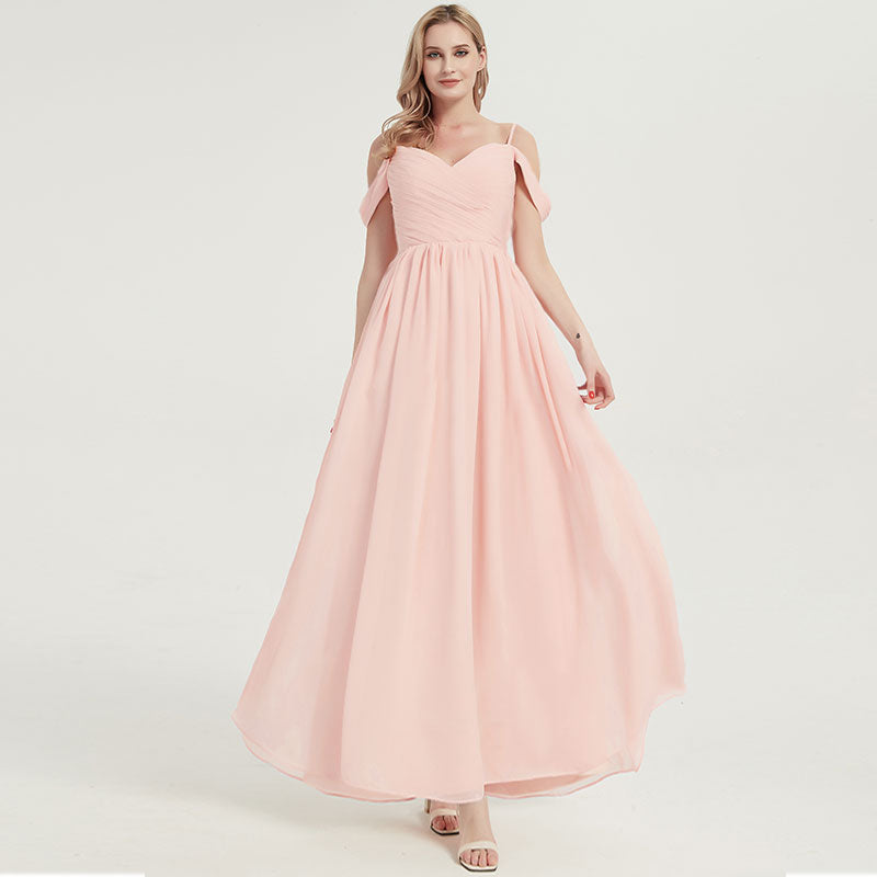 Pearl Pink Pleated Bridesmaid Dress Ellen