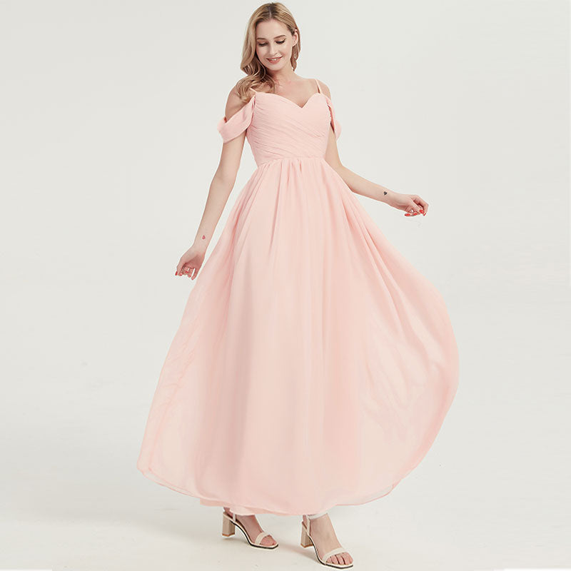Pearl Pink Pleated Bridesmaid Dress Ellen