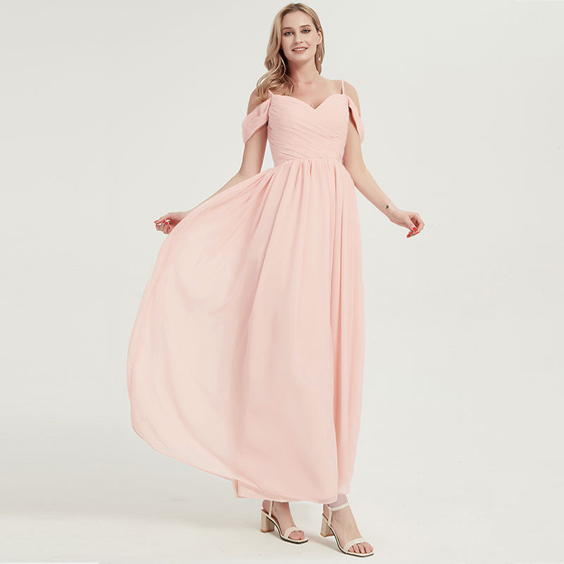 Pearl Pink Pleated Bridesmaid Dress Ellen