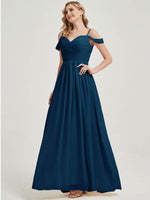 Ink Blue Pleated Pleated Bridesmaid Dress Ellen
