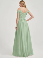 Sage Green Pleated Bridesmaid Dress Ellen