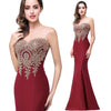 Plus Size Mermaid Bridesmaid Dress Gold Appliques Burgundy-Lynne