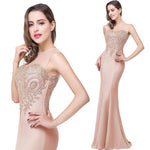Plus Size Mermaid Bridesmaid Dress Gold Appliques Blush-Lynne