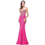 Plus Size Mermaid Bridesmaid Dress Gold Appliques Fuchsia-Lynne