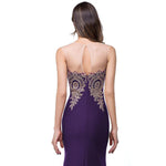Plus Size Mermaid Bridesmaid Dress Gold Appliques Royal Purple-Lynne