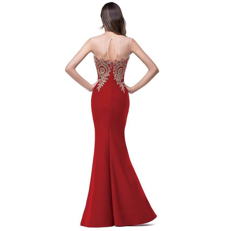 Plus Size Mermaid Bridesmaid Dress Gold Applique Red-Lynne