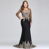 Mermaid Bridesmaid Dress Long Sleeves Lace Black-Tove