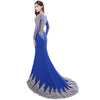 Mermaid Bridesmaid Dress Long Sleeves Lace Royal Blue-Tove