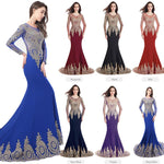 Mermaid Bridesmaid Dress Long Sleeves Lace Navy Blue-Tove