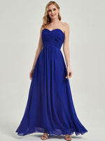 Royal Blue Strapless Empire Chiffon Bridesmaid Dress-Leela