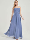 Slate Blue Strapless Maternity Bridesmaid Dress-Leela