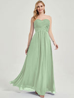 Sage Green Long Chiffon Maternity Bridesmaid Dress-Leela
