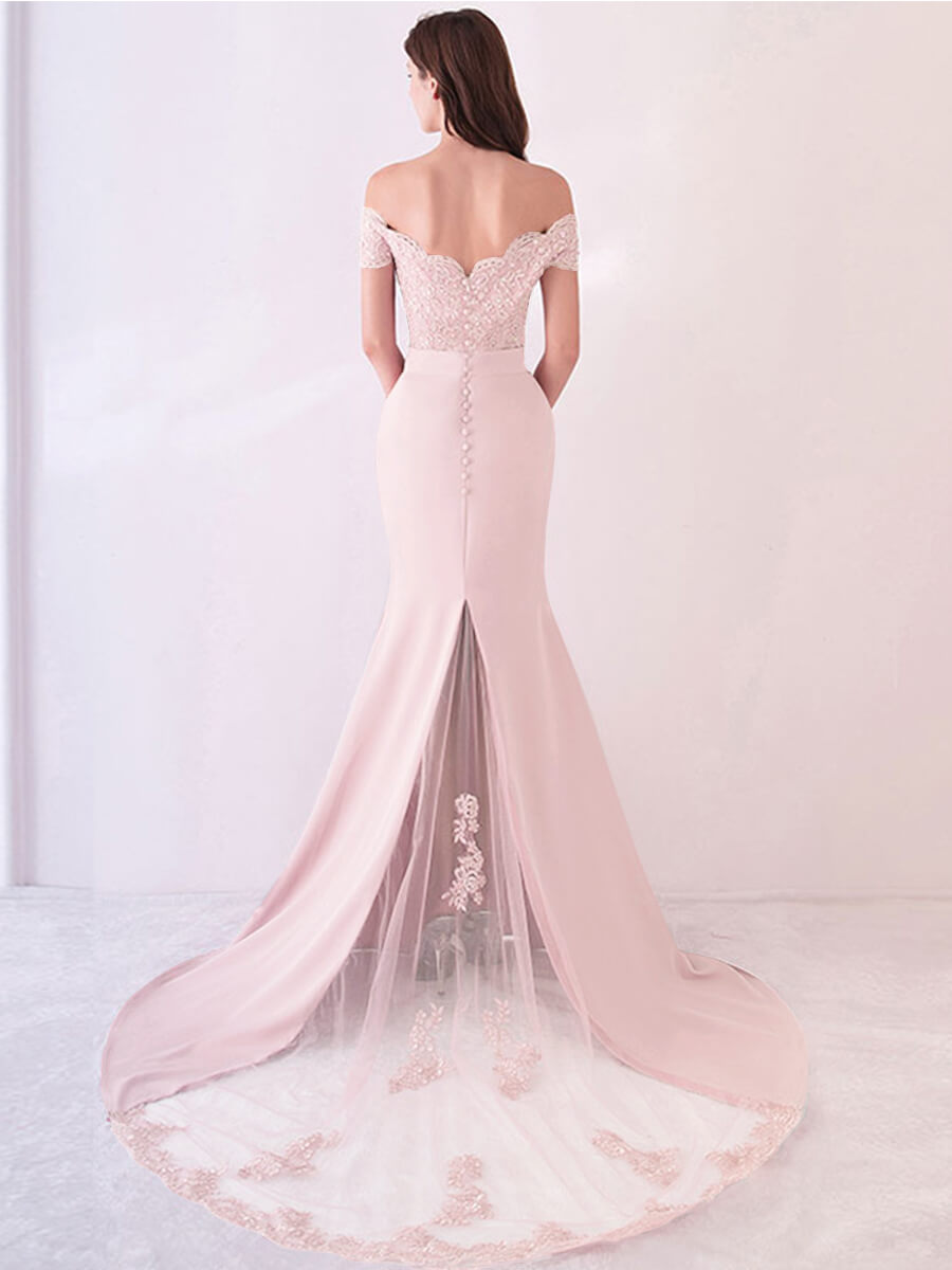 Blush Beaded Mermaid Bridesmaid Dresses Party Gowns
