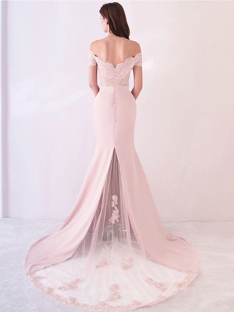 Blush Beaded Mermaid Bridesmaid Dresses Party Gowns