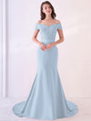 Cornflower blue Beaded Mermaid Bridesmaid Dresses Party Gowns