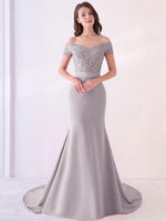 Dolphin Grey Beaded Mermaid Bridesmaid Dresses Party Gowns