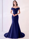 Navy Blue Beaded Mermaid Bridesmaid Dresses Party Gowns