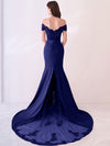 Navy Blue Beaded Mermaid Bridesmaid Dresses Party Gowns