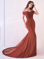 Rusty Red Beaded Mermaid Bridesmaid Dresses Party Gowns